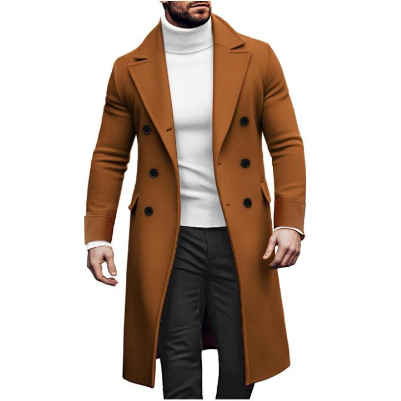 Winter Clothing Types - Erkekler uzun çift göğüslü ceket astar
