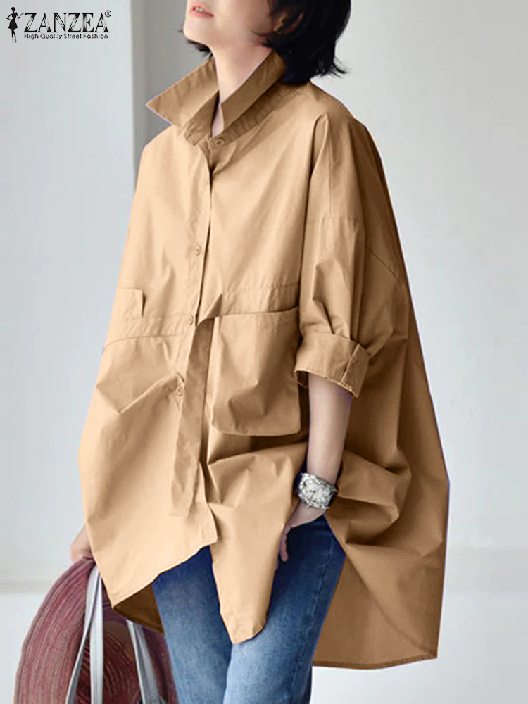Winter Clothing Pinterest - ZANZEA Kadın Şık Büyük Boy Gömlek