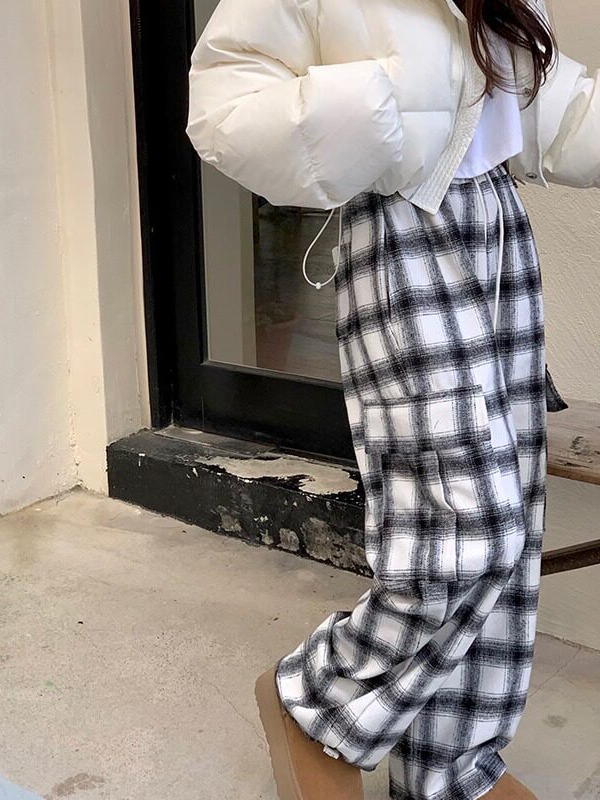 Winter Clothing Activity - Ekose İş Kıyafeti Pantolonu Kore Stili