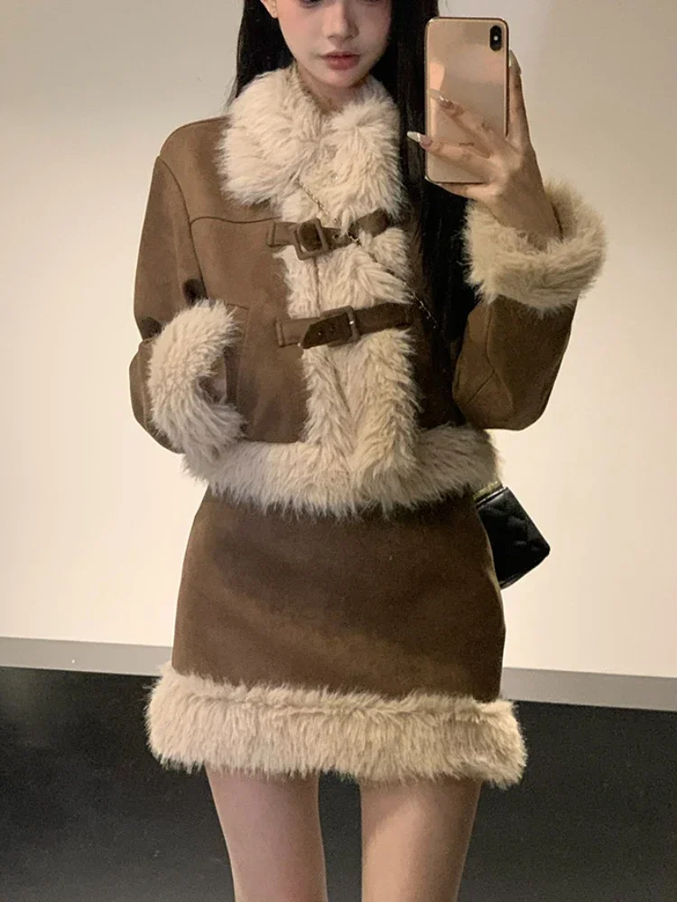 Winter Clothing Sales - Sonbahar Retro Suni Kürk 2 Parça